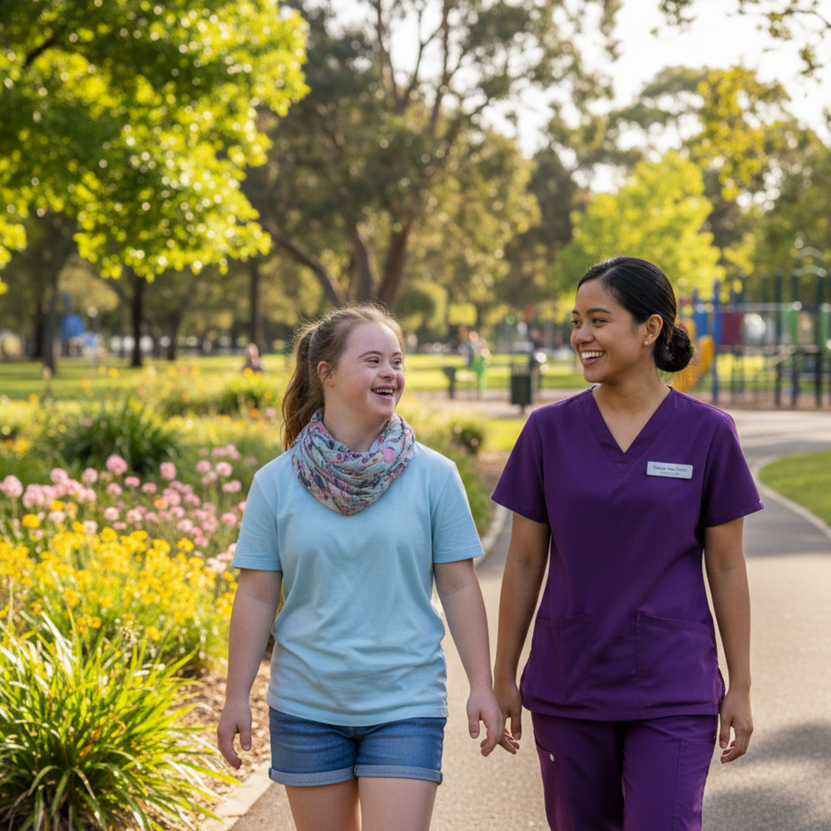 Support worker with NDIS participant